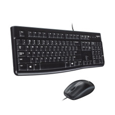 Logitech MK120 Wired Keyboard and Mouse Combo for Windows, Optical Wired Mouse, Full-Size Keyboard, USB Plug-and-Play, Compatible with PC, Laptop - Black